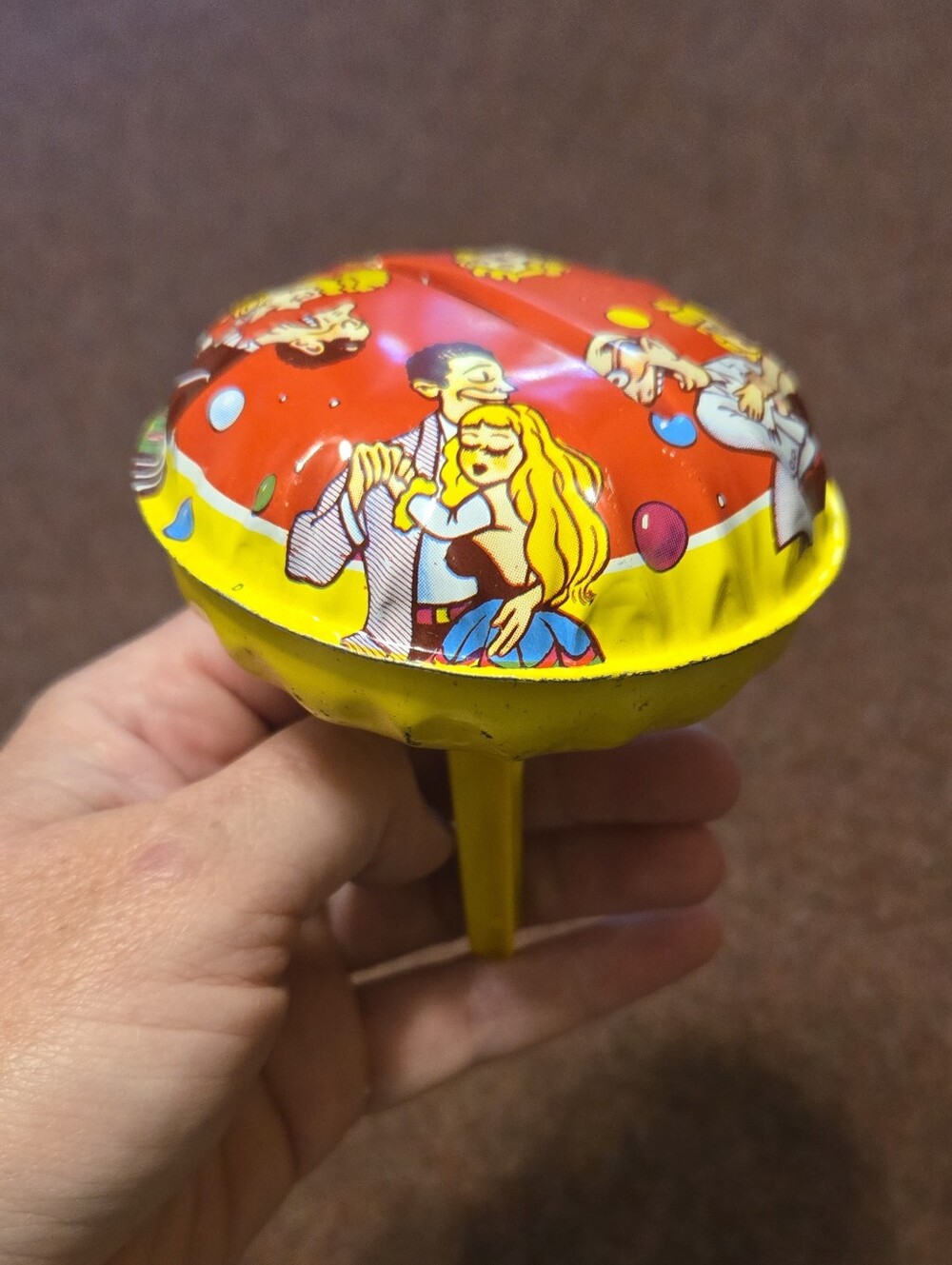 Vintage Metal Noisemaker Cartoon Graphics New Years Party Celebration